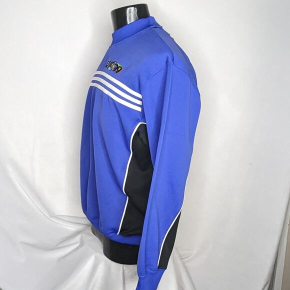 Adidas Soccer Pullover Sweater Men's Large Blue Black Athletic Top Pre-Owned - Picture 2 of 5